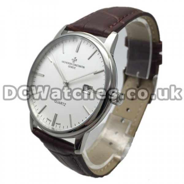 Simple White Dials 38MM Vacheron Constantin Patrimony Fake Watches With Quartz Movements