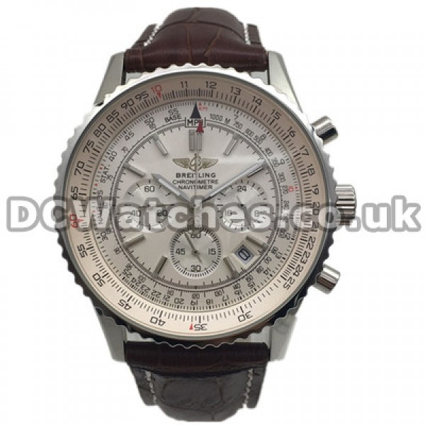 Powerful White Dials Male Breitling Navitimer Replica Watches With Steel Cases Sale