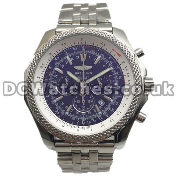 Distinctive Blue Dials Swiss Breitling Bentley Replica Watches With Steel Bracelets Sale
