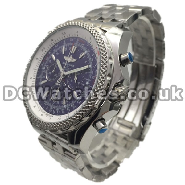 Distinctive Blue Dials Swiss Breitling Bentley Replica Watches With Steel Bracelets Sale