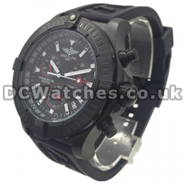 Solid Black Steel Cases Male 49MM Breitling Avenger Seawolf Fake Watches With Black Dials