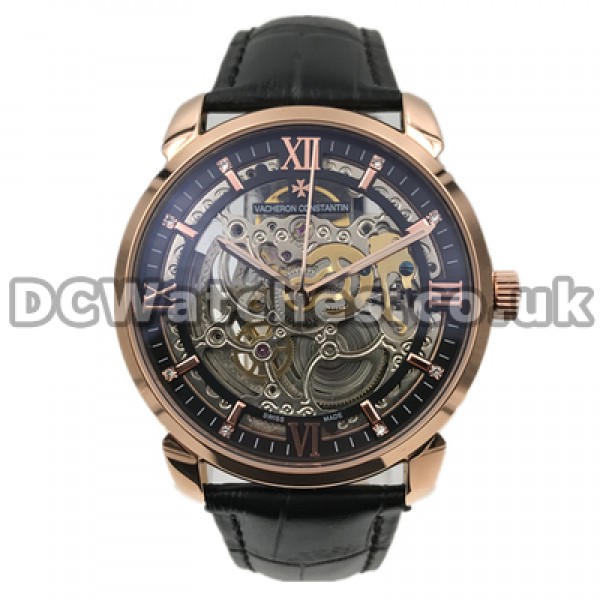 Complex Gold Steel Cases Replica Vacheron Constantin Patrimony Watches For Men With Roman Numerals