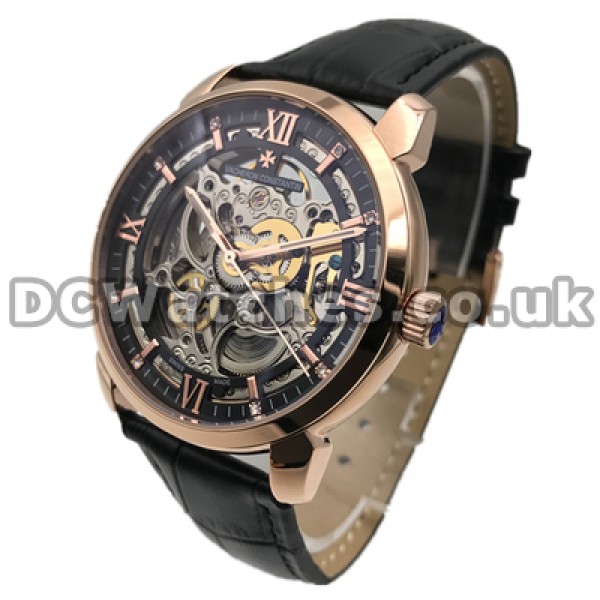 Complex Gold Steel Cases Replica Vacheron Constantin Patrimony Watches For Men With Roman Numerals