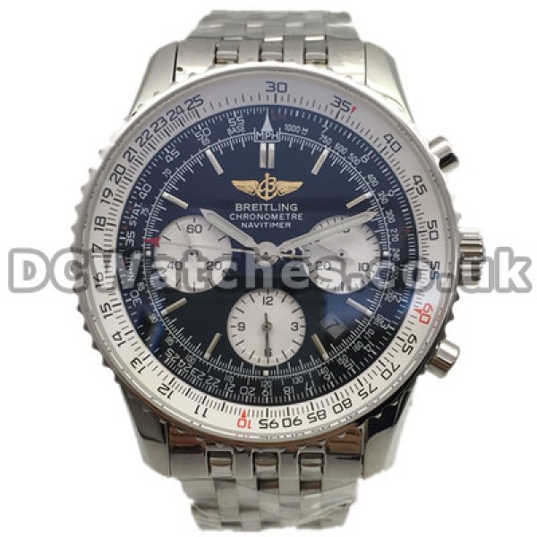 Male Steel Cases 42MM Breitling Navitimer Copy Watches With White Sub-dials