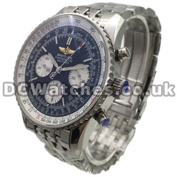 Male Steel Cases 42MM Breitling Navitimer Copy Watches With White Sub-dials