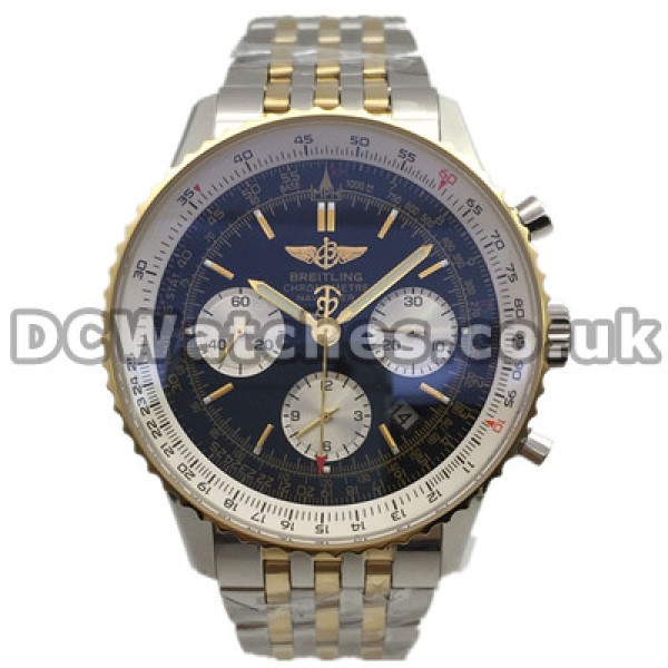 Fashionable Gold & Steel Bracelets And Cases Breitling Navitimer Copy Watches With Gold Hands