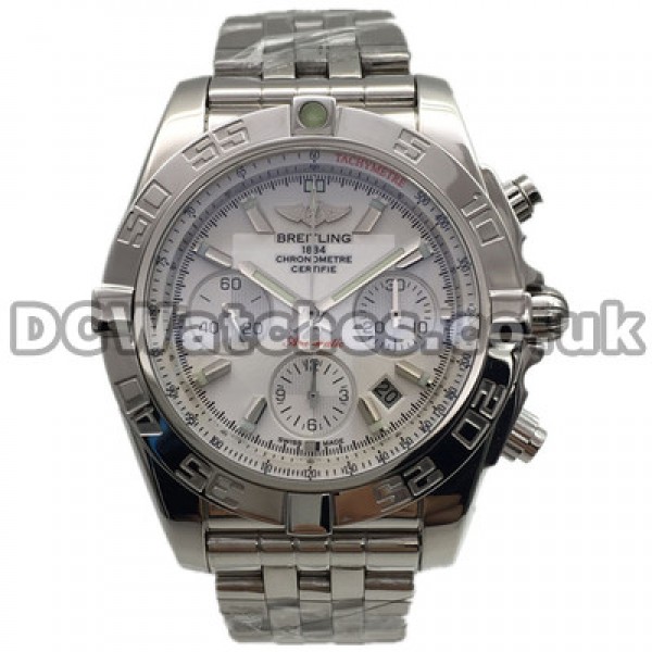 Classic White Dials Male Breitling Avenger Copy Watches With Silver Steel Cases And Bracelets
