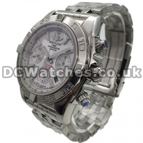 Classic White Dials Male Breitling Avenger Copy Watches With Silver Steel Cases And Bracelets