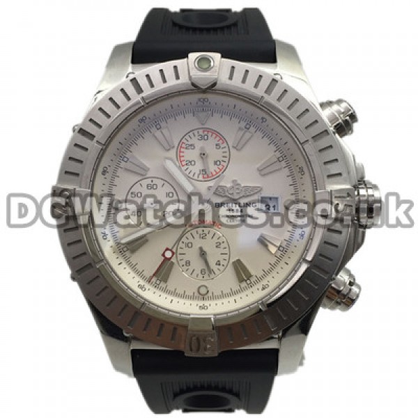 Smooth Black Straps 49MM Breitling Avenger Replica Watches With White Dials And Steel Cases