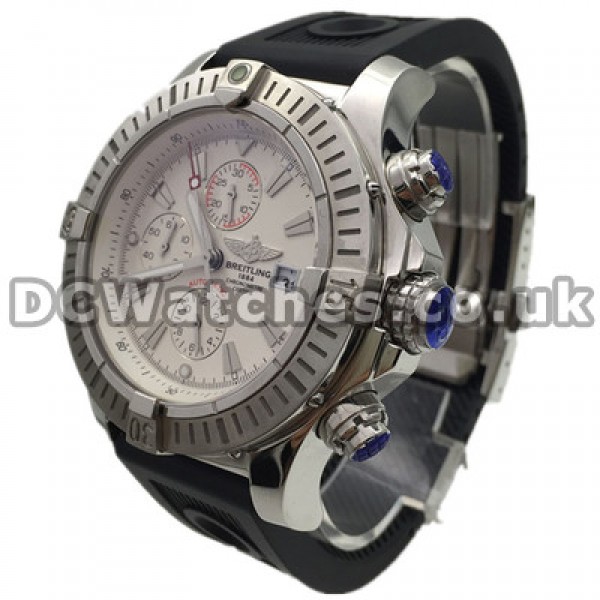 Smooth Black Straps 49MM Breitling Avenger Replica Watches With White Dials And Steel Cases