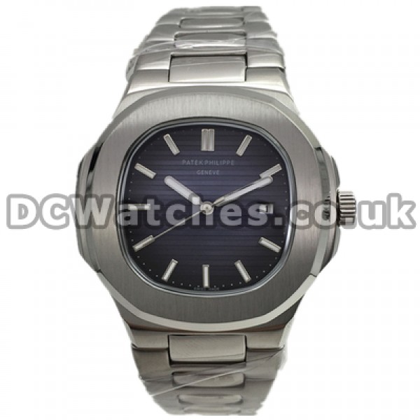Swiss Attractive Blue Dials Patek Philippe Nautilus Fake Watches With Steel Cases Sale Online