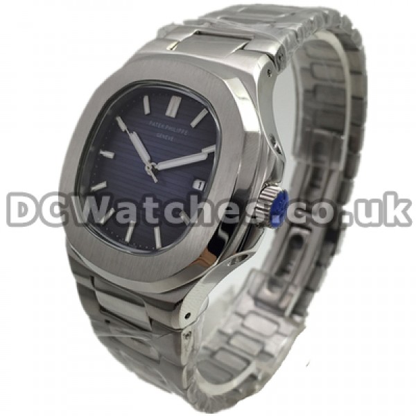 Swiss Attractive Blue Dials Patek Philippe Nautilus Fake Watches With Steel Cases Sale Online