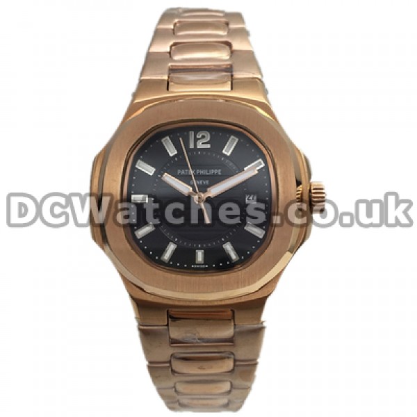 34MM Quartz Movements Female Patek Philippe Nautilus Copy Watches With Rose Gold Steel Bracelets