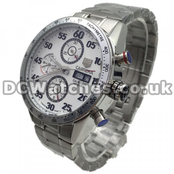 Useful White Dials And 43MM Steel Cases Tag Heuer Carrera Replica Watches For Men