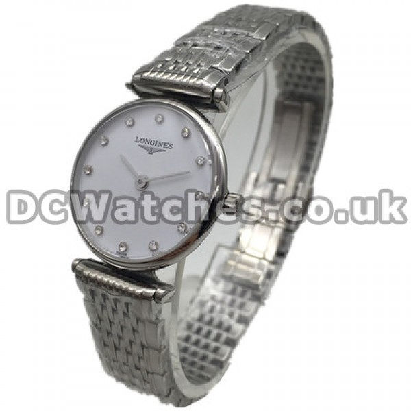 Elegant Female Steel Cases And White Dials Swiss Longines Elegant Series Fake Watches Online