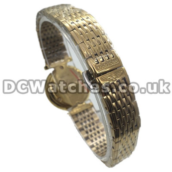Luxury Yellow Gold Steel Bracelets Female Longines Elegant Series Copy Watches With White Dials