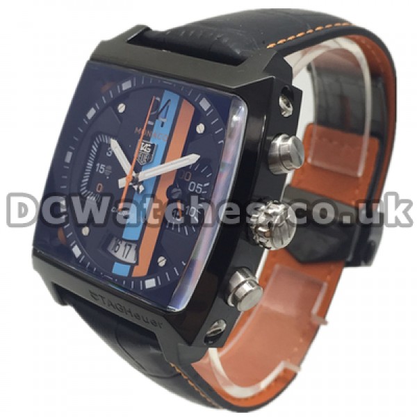 Unique Black Dials And Quartz Movements 39MM Tag Heuer Monaco Replica Watches For Men