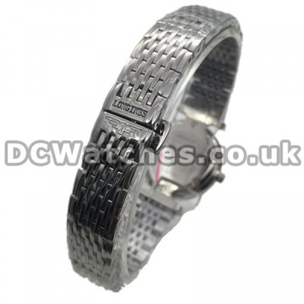 Delicate Black Dials 24MM Longines Elegant Series Replica Watches For Women With Steel Bracelets