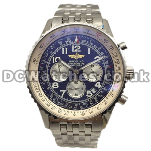 Attractive Blue Dials 42MM Breitling Navitimer Copy Watches With Steel Bracelets