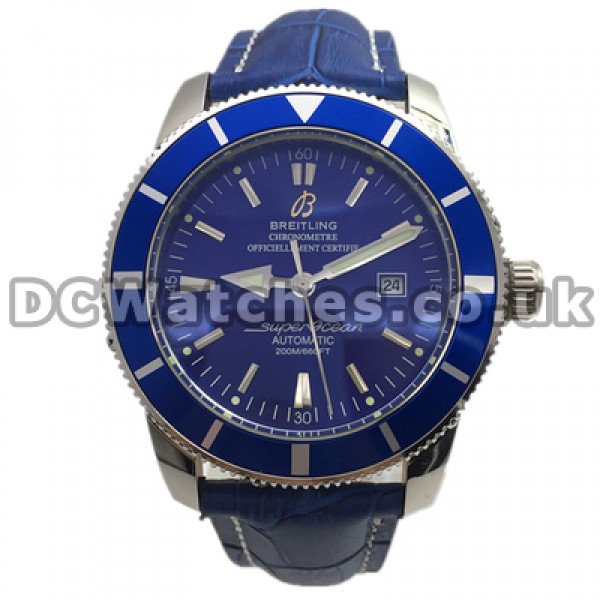 Special Blue Dials Male Breitling SuperOcean Heritage Replica Watches With Blue Crocodile Straps Online
