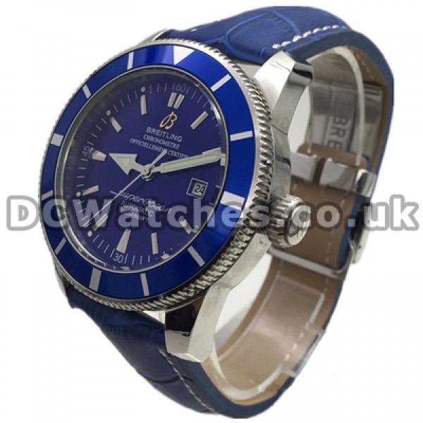 Special Blue Dials Male Breitling SuperOcean Heritage Replica Watches With Blue Crocodile Straps Online