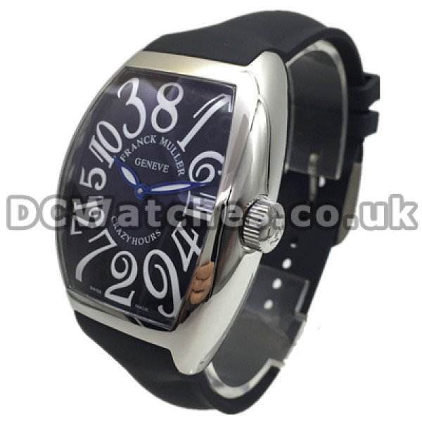 Unique Black Straps Male Franck Muller Casablanca Copy Watches With Black Dials And White Arabic Numerals