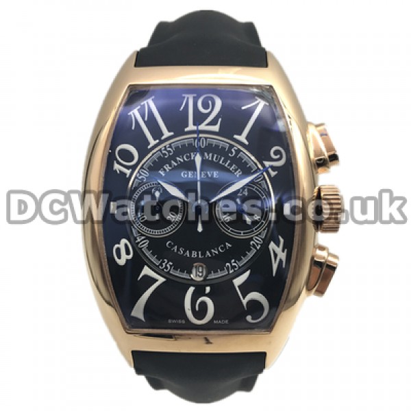 Sturdy 43.3MM Rose Gold Steel Cases Franck Muller Mariner Replica Watches With Black Straps