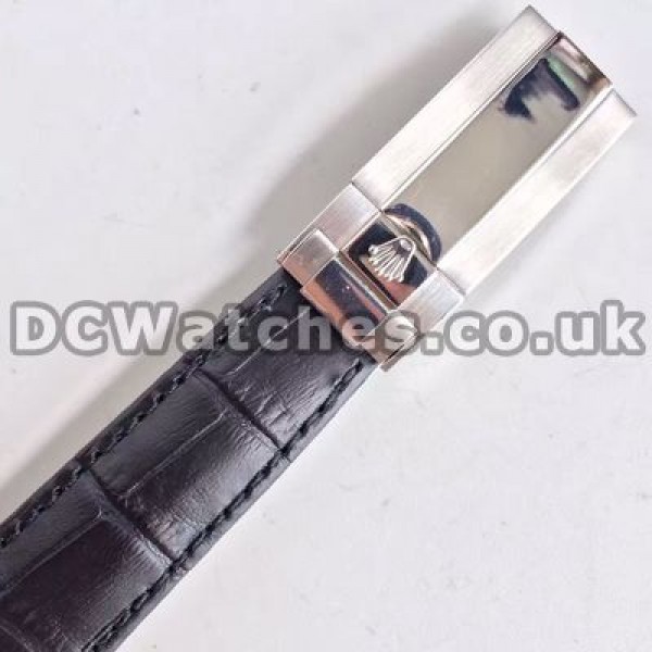 Valuable White Gold Cases Rolex Daytona 7750 Fake Watches With Black Crocodile Straps