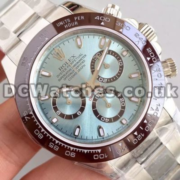 Fresh Blue Dials Rolex Daytona 7750 Fake Watches With Steel Bracelets For Men