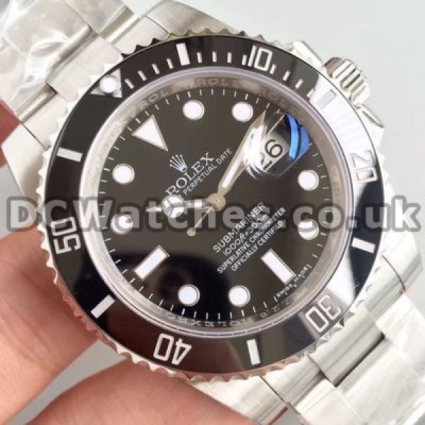 Sturdy Black Ceramic Bezels Male Rolex Submariner Replica Watches With Steel Bracelets