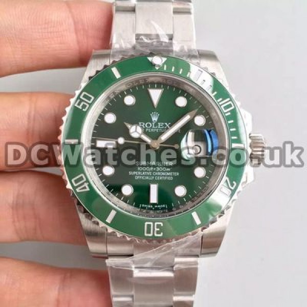 Attractive Green Dials Rolex Submariner Fake Watches With Steel Cases Sale