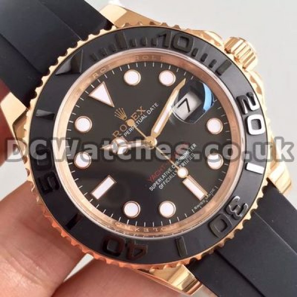 Elegant Black Dials Rolex Yacht-Master Replica Watches With Rose Gold & Steel Cases