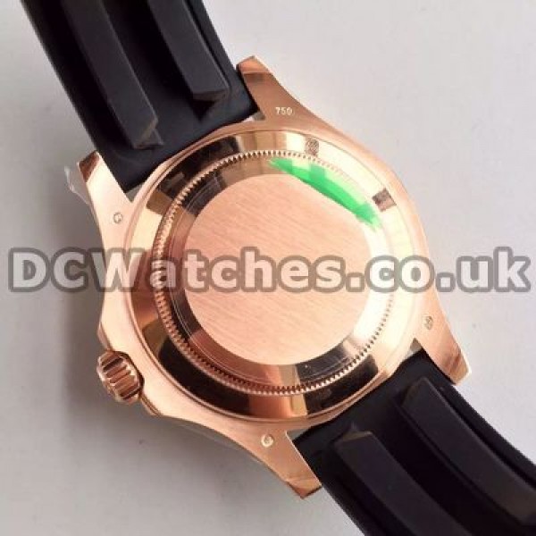 Elegant Black Dials Rolex Yacht-Master Replica Watches With Rose Gold & Steel Cases