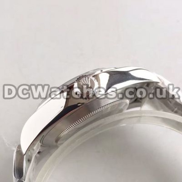 Clear Male Steel Cases Rolex Air-King Fake Watches With Black Dials And Arabic Numerals