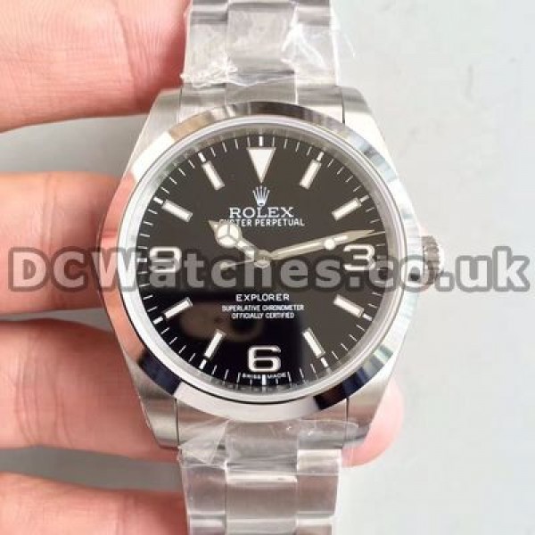 Concise Black Dials Rolex Air-King Copy Watches With 40MM Steel Cases For Men