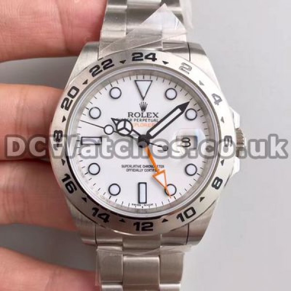 Popular Steel Bracelets Swiss Rolex Explorer II Replica Watches With White Dials Sale