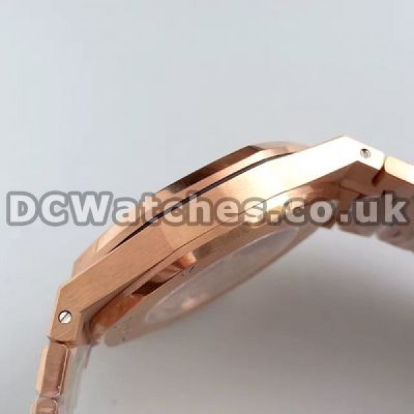 Special Black Dials Audemars Piguet Royal Oak Copy Watches With Rose Gold Steel Bracelets Sale