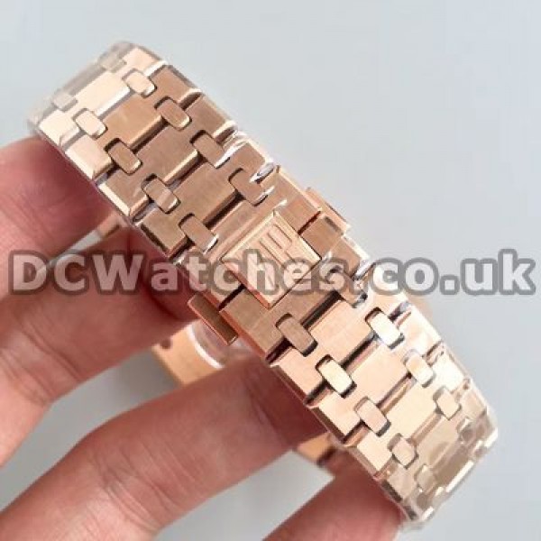 Special Black Dials Audemars Piguet Royal Oak Copy Watches With Rose Gold Steel Bracelets Sale
