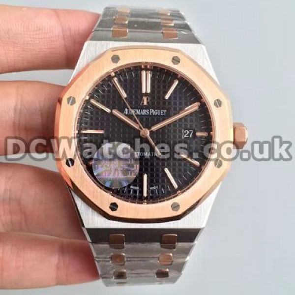 Classic Black Dials Audemars Piguet Royal Oak Fake Watches With Rose Gold Bezels Sale