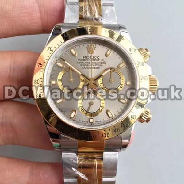 Attractive Grey Dials And Yellow Gold & Steel Bracelets Rolex Daytona 7750 Copy Watches For Men