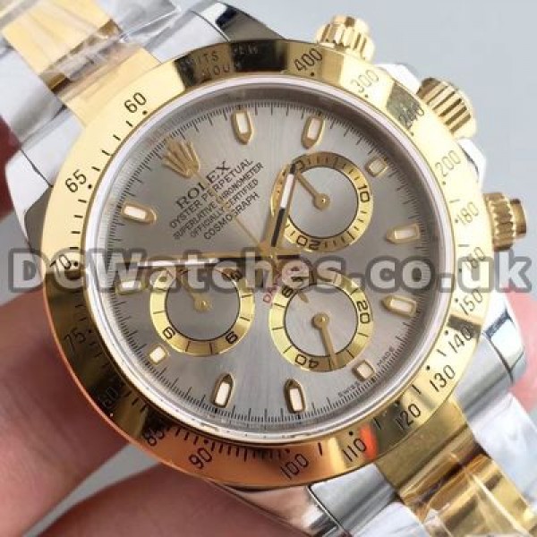Attractive Grey Dials And Yellow Gold & Steel Bracelets Rolex Daytona 7750 Copy Watches For Men