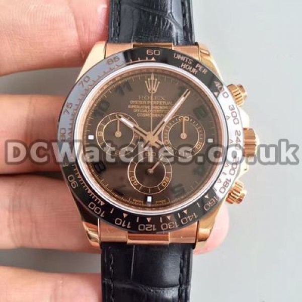 Exquisite Rose Gold Cases Male Coffee Dials Rolex Daytona 7750 Copy Watches Sale