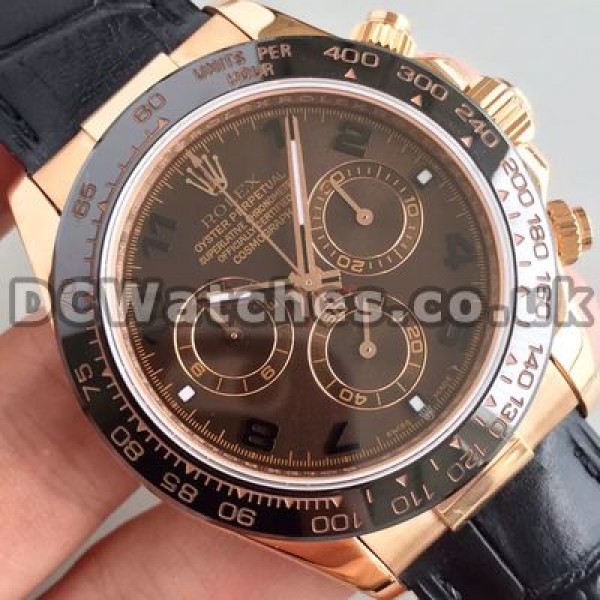 Exquisite Rose Gold Cases Male Coffee Dials Rolex Daytona 7750 Copy Watches Sale