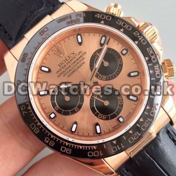 Unique Rose Gold Dials And Cases 40MM Rolex Daytona 7750 Replica Watches For Men