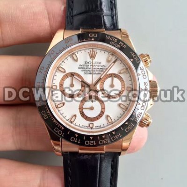 Functional White Dials And Rose Gold Cases Male Rolex Daytona 7750 Fake Watches