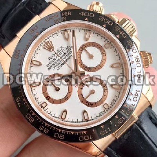 Functional White Dials And Rose Gold Cases Male Rolex Daytona 7750 Fake Watches