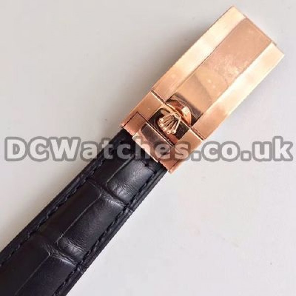 Sturdy Black Ceramic Bezels And Black Crocodile Straps Rolex Daytona 7750 Copy Watches For Men