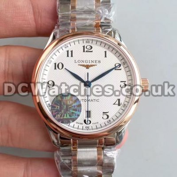 Modern Rose Gold & Steel Cases Longines Master Collection Replica Watches With Blue Hands For Men