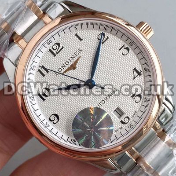 Modern Rose Gold & Steel Cases Longines Master Collection Replica Watches With Blue Hands For Men