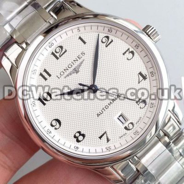 40MM Strong Male Steel Bracelets Longines Master Collection Fake Watches With White Dials Online